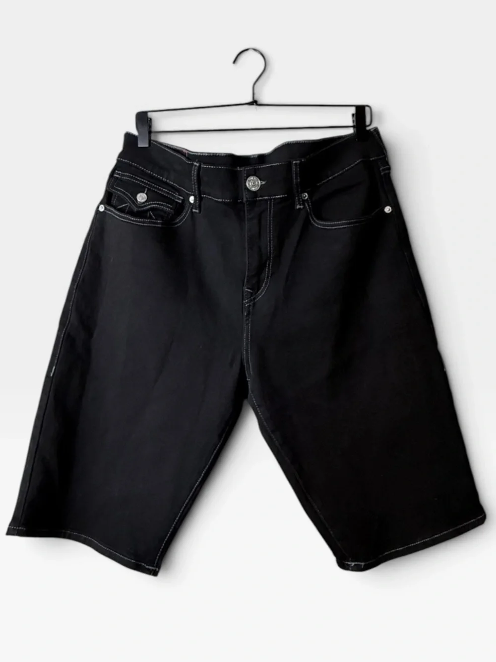 True Religion Ricky Relaxed Straight Men's Jean Short Size 34 Black (B)